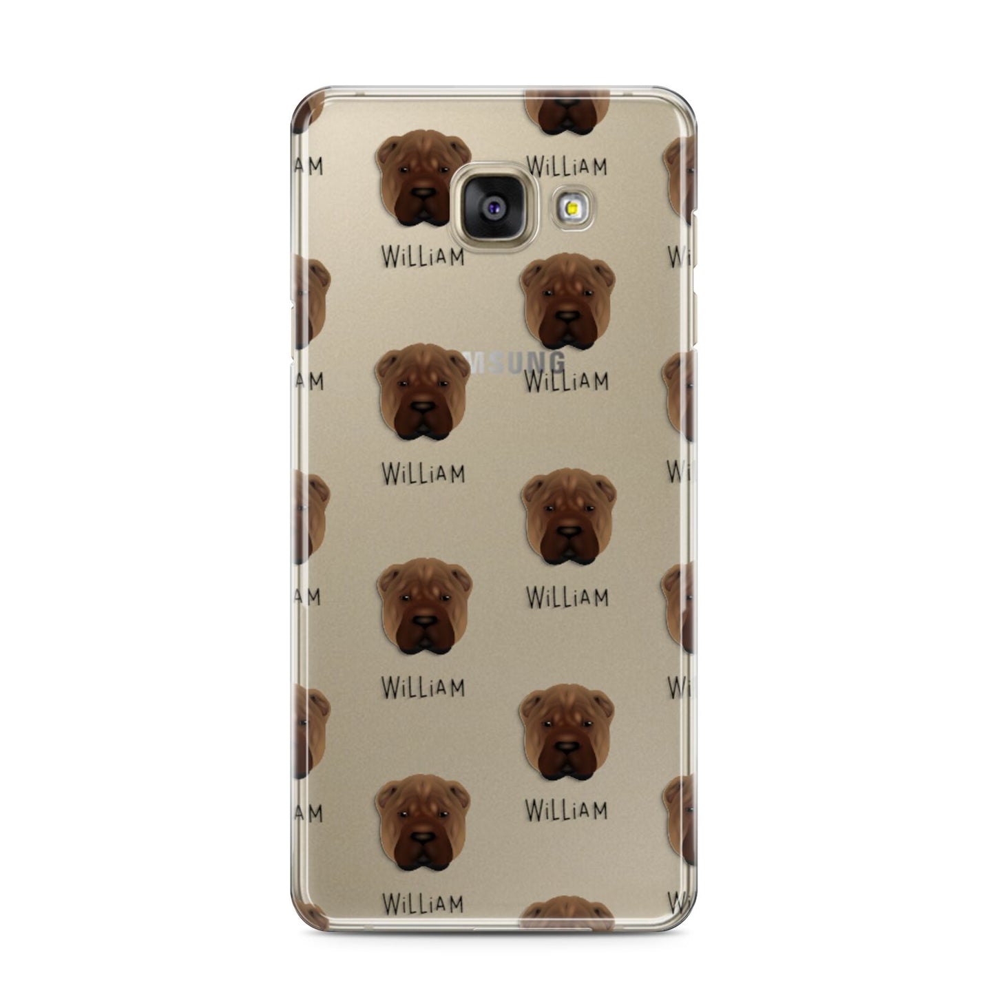 Shar Pei Icon with Name Samsung Galaxy A3 2016 Case on gold phone