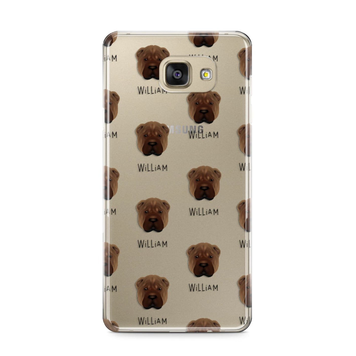 Shar Pei Icon with Name Samsung Galaxy A9 2016 Case on gold phone