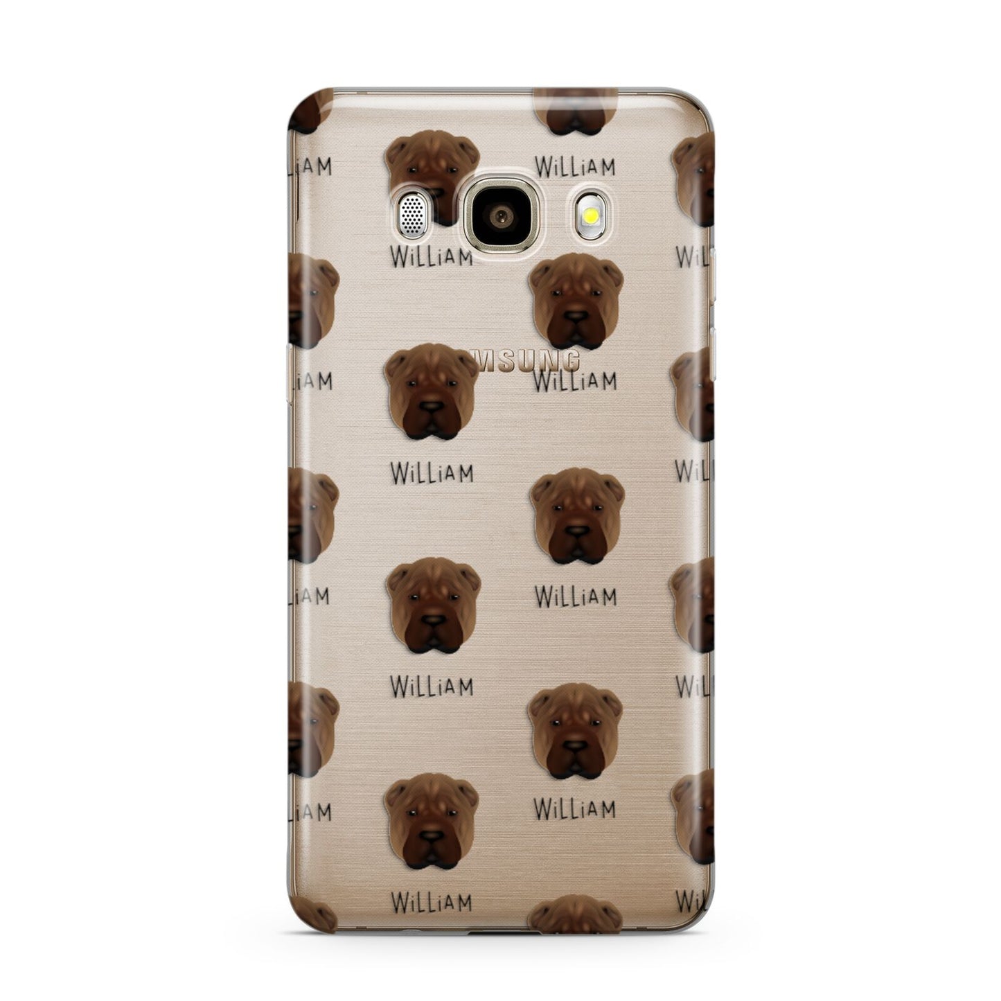 Shar Pei Icon with Name Samsung Galaxy J7 2016 Case on gold phone