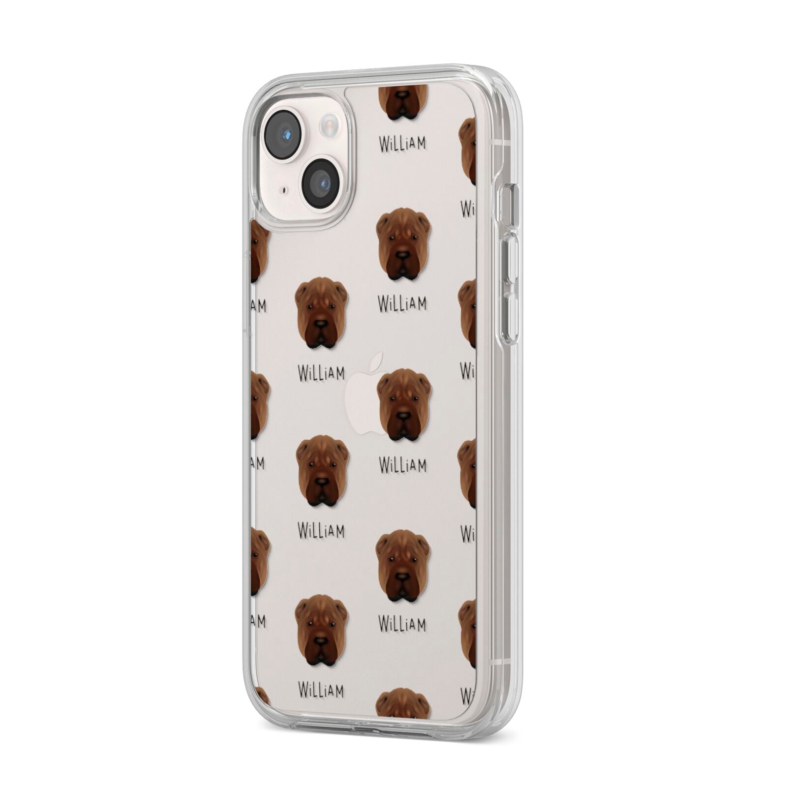 Shar Pei Icon with Name iPhone 14 Plus Clear Tough Case Starlight Angled Image