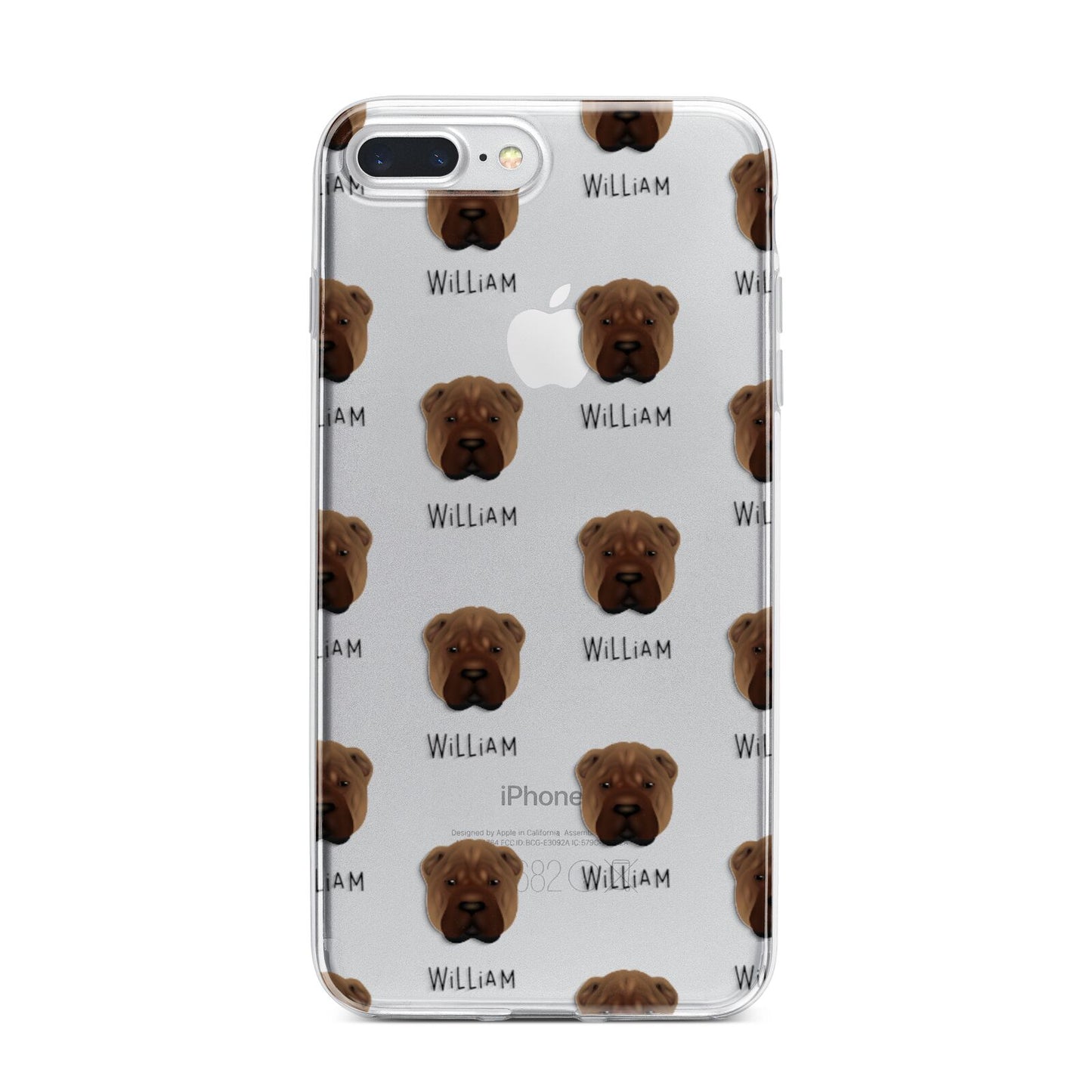 Shar Pei Icon with Name iPhone 7 Plus Bumper Case on Silver iPhone