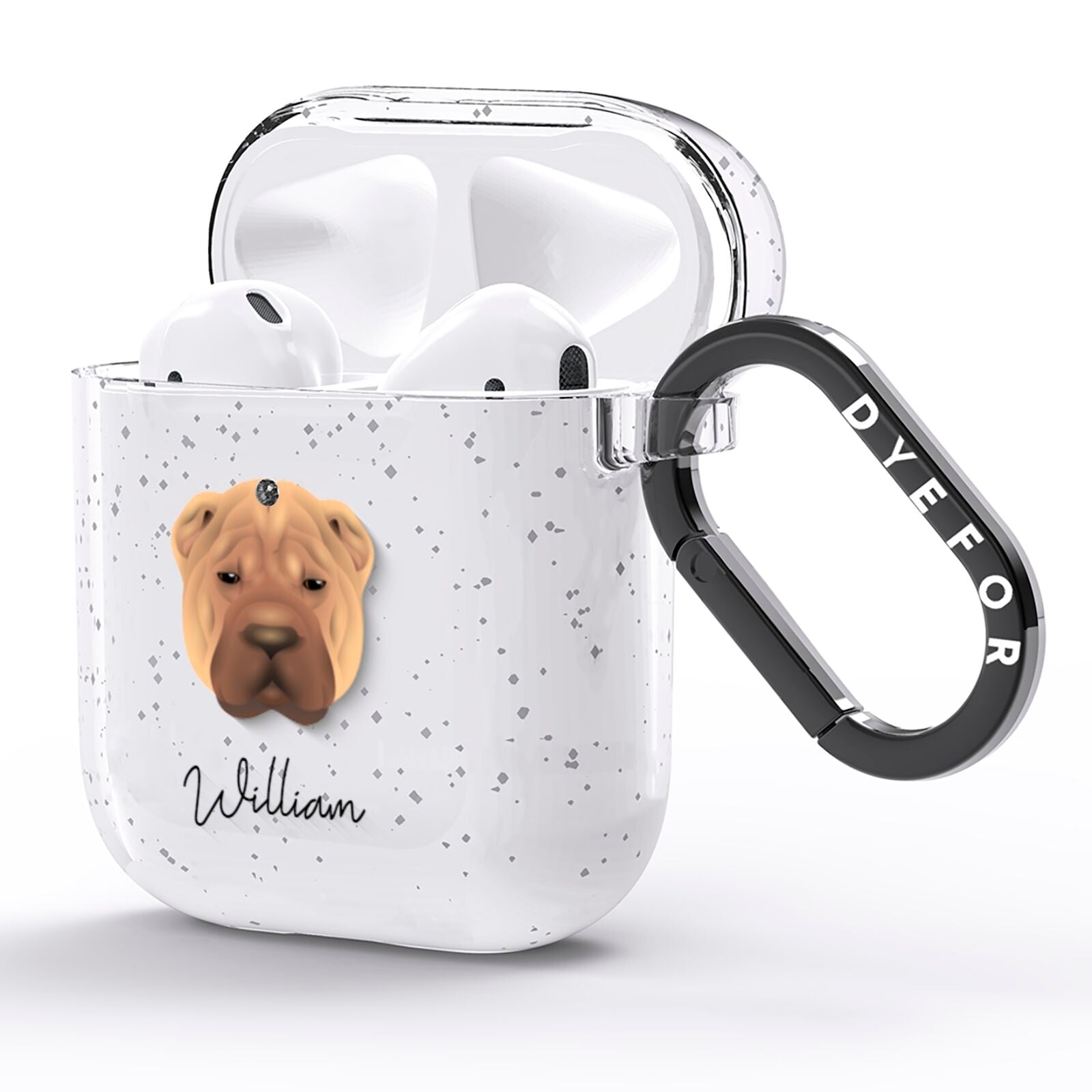 Shar Pei Personalised AirPods Glitter Case Side Image