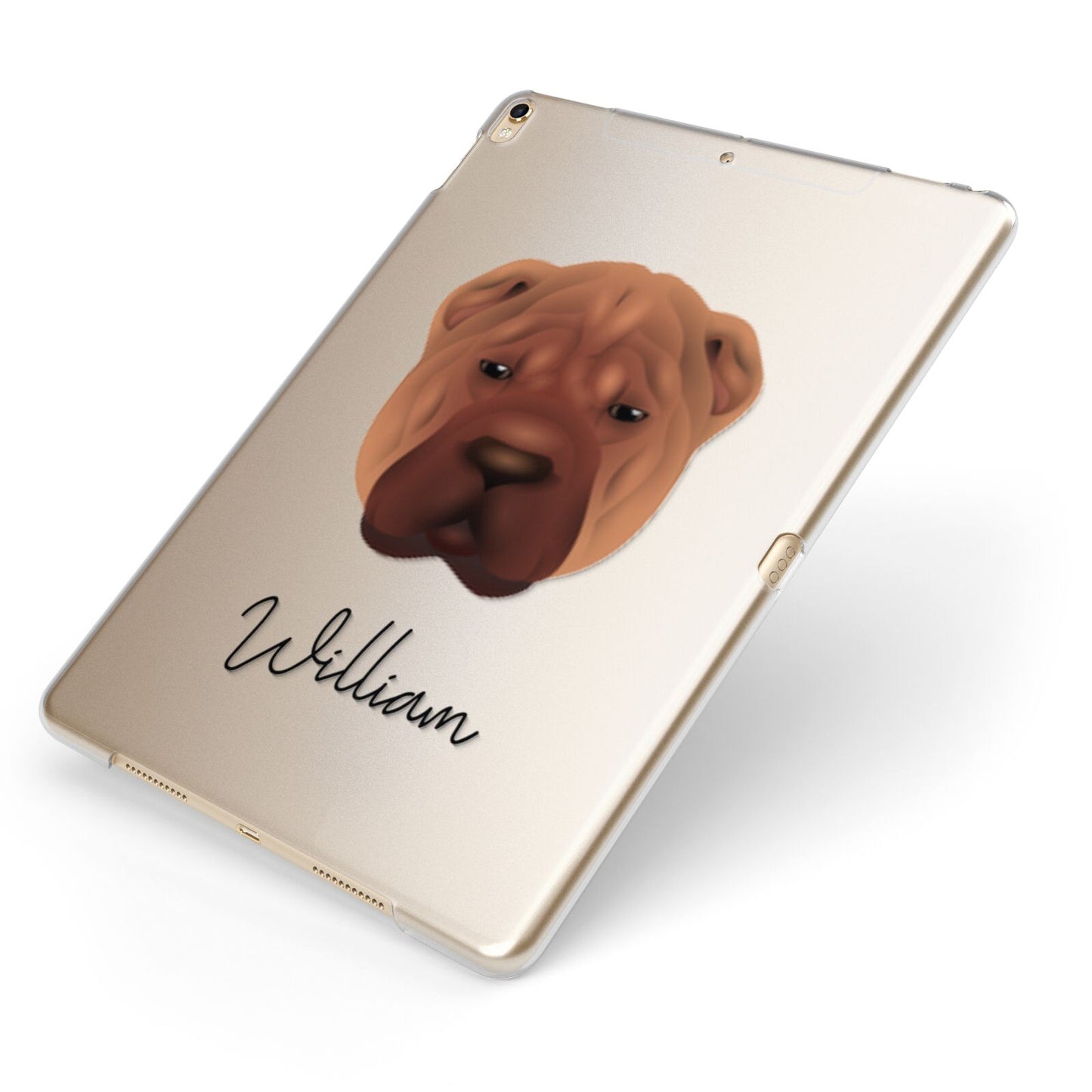 Shar Pei Personalised Apple iPad Case on Gold iPad Side View