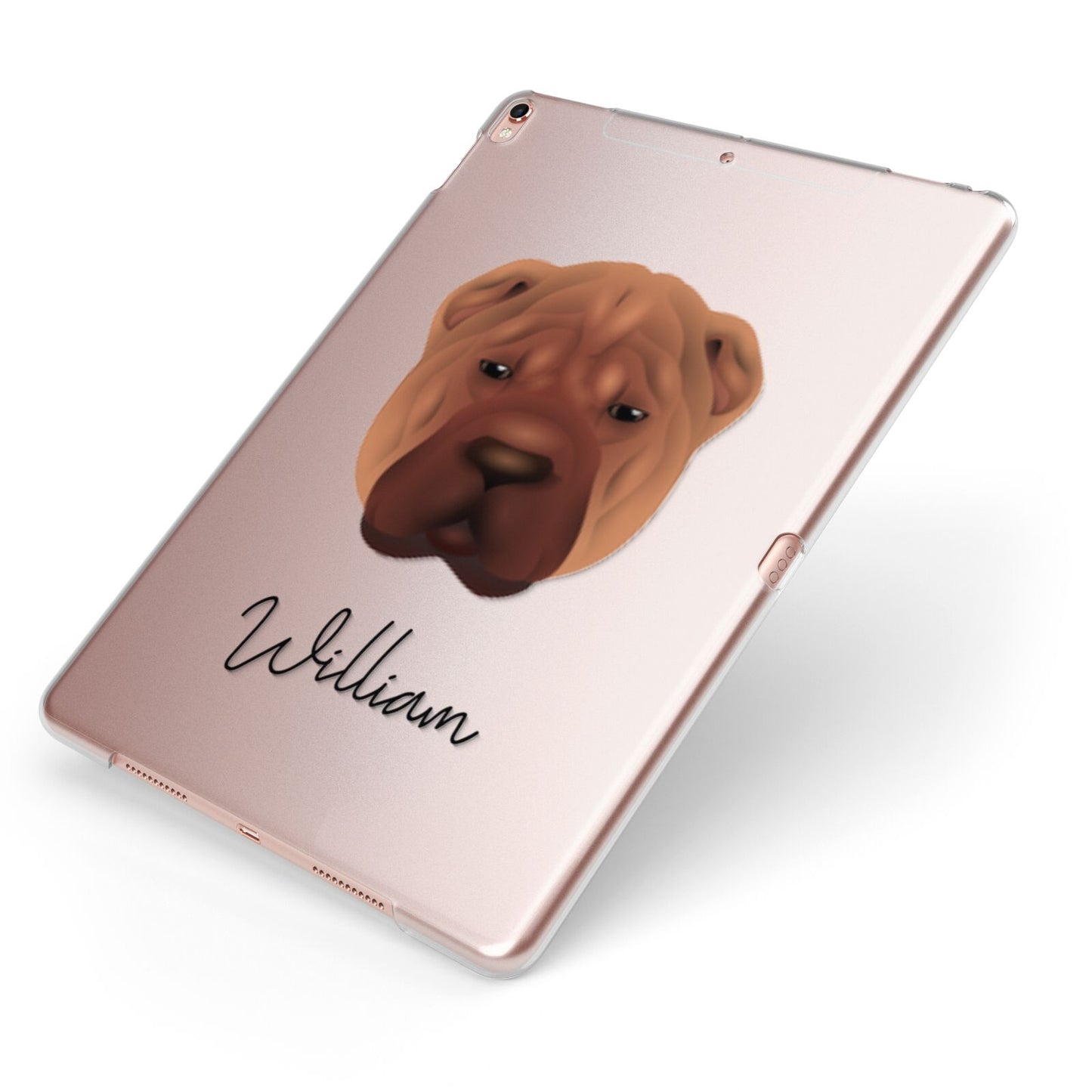 Shar Pei Personalised Apple iPad Case on Rose Gold iPad Side View