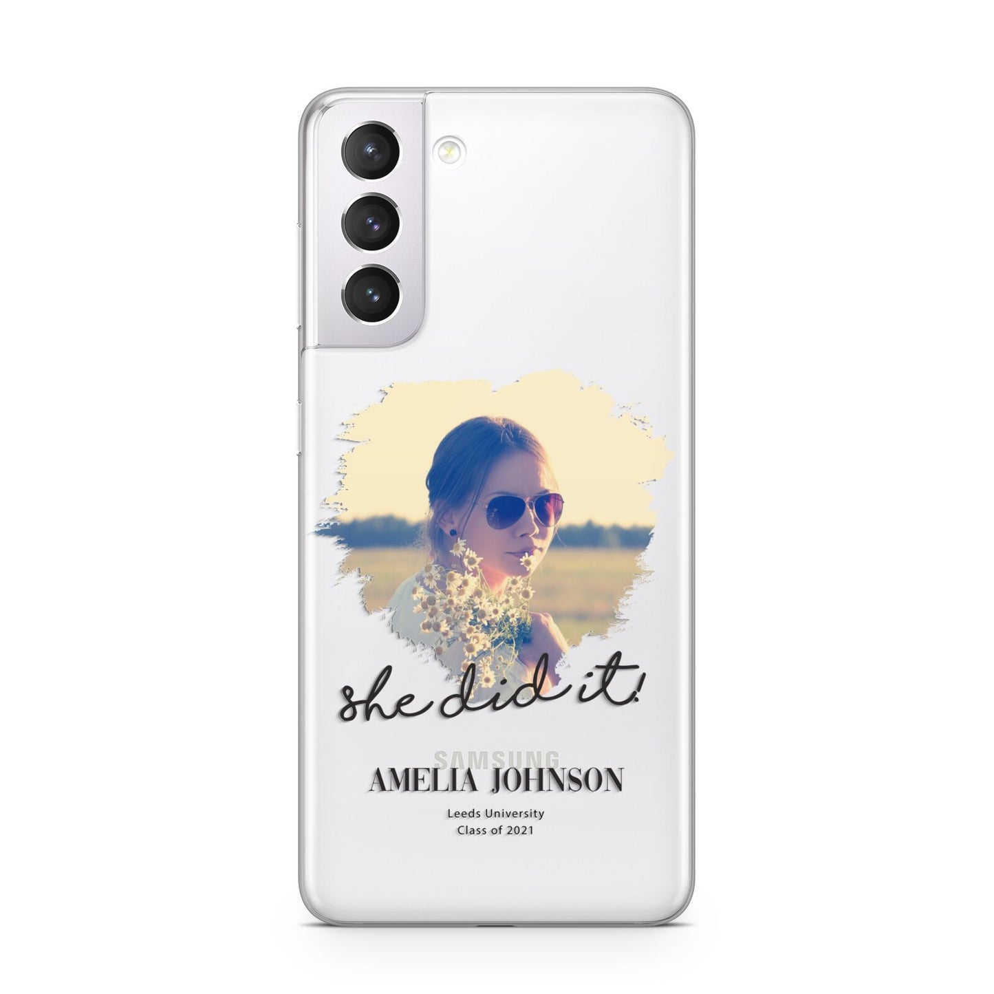 She Did It Graduation Photo with Name Samsung S21 Case