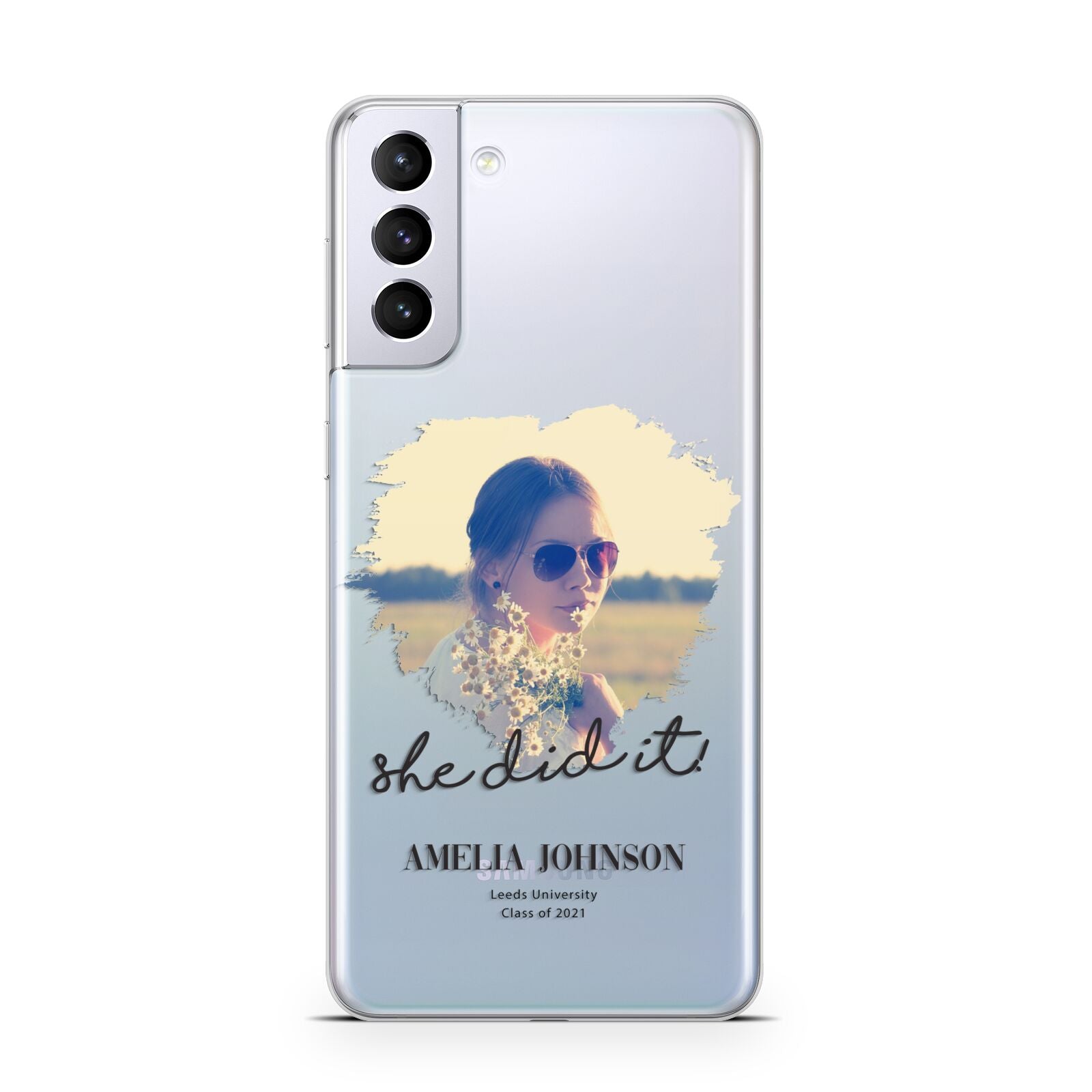 She Did It Graduation Photo with Name Samsung S21 Plus Case