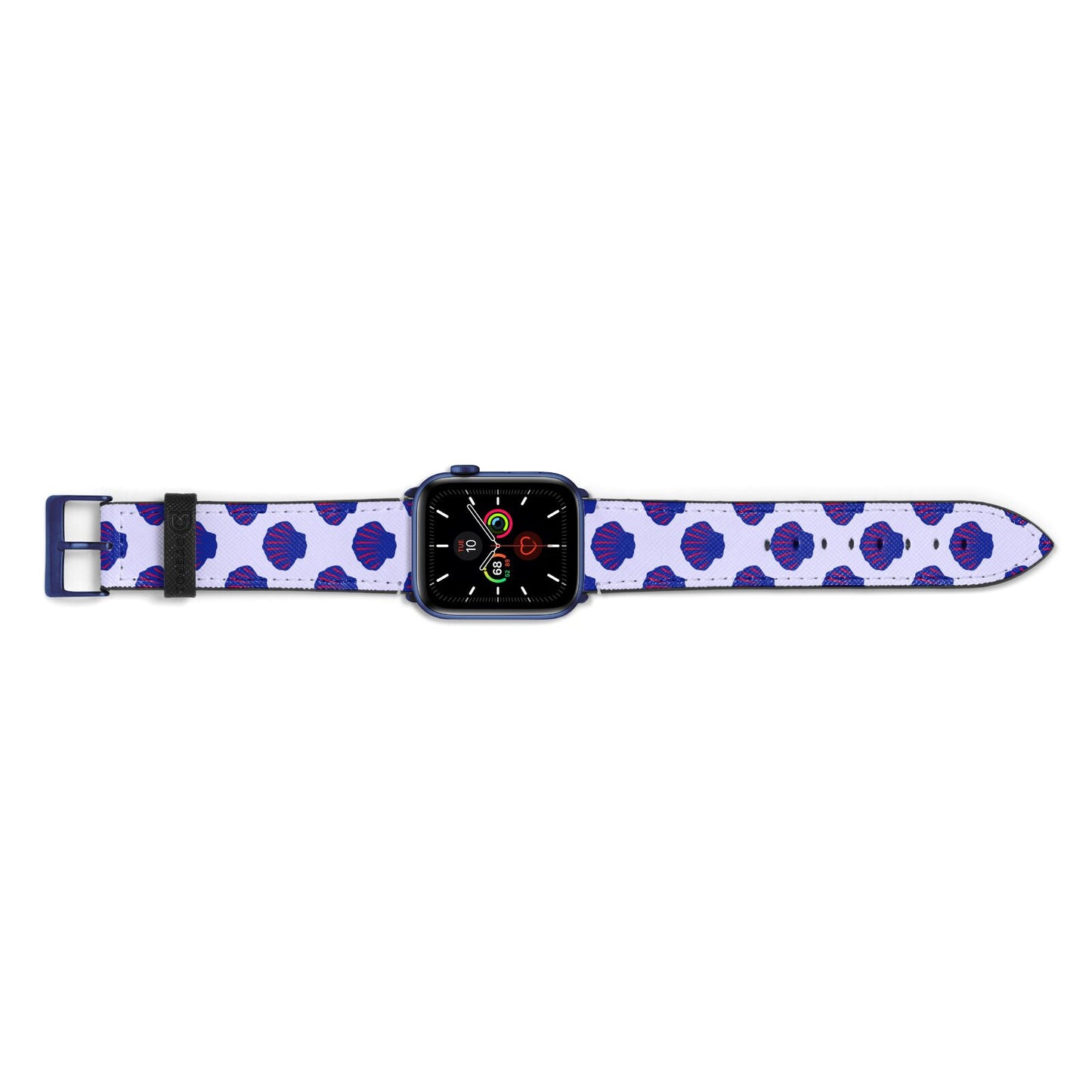 Shell Pattern Apple Watch Strap Landscape Image Blue Hardware