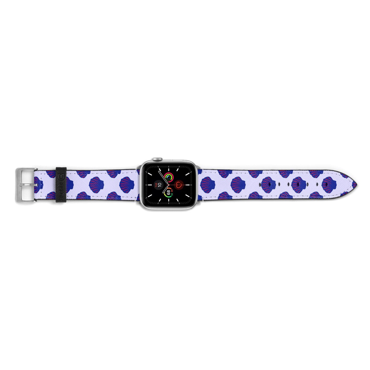 Shell Pattern Apple Watch Strap Landscape Image Silver Hardware