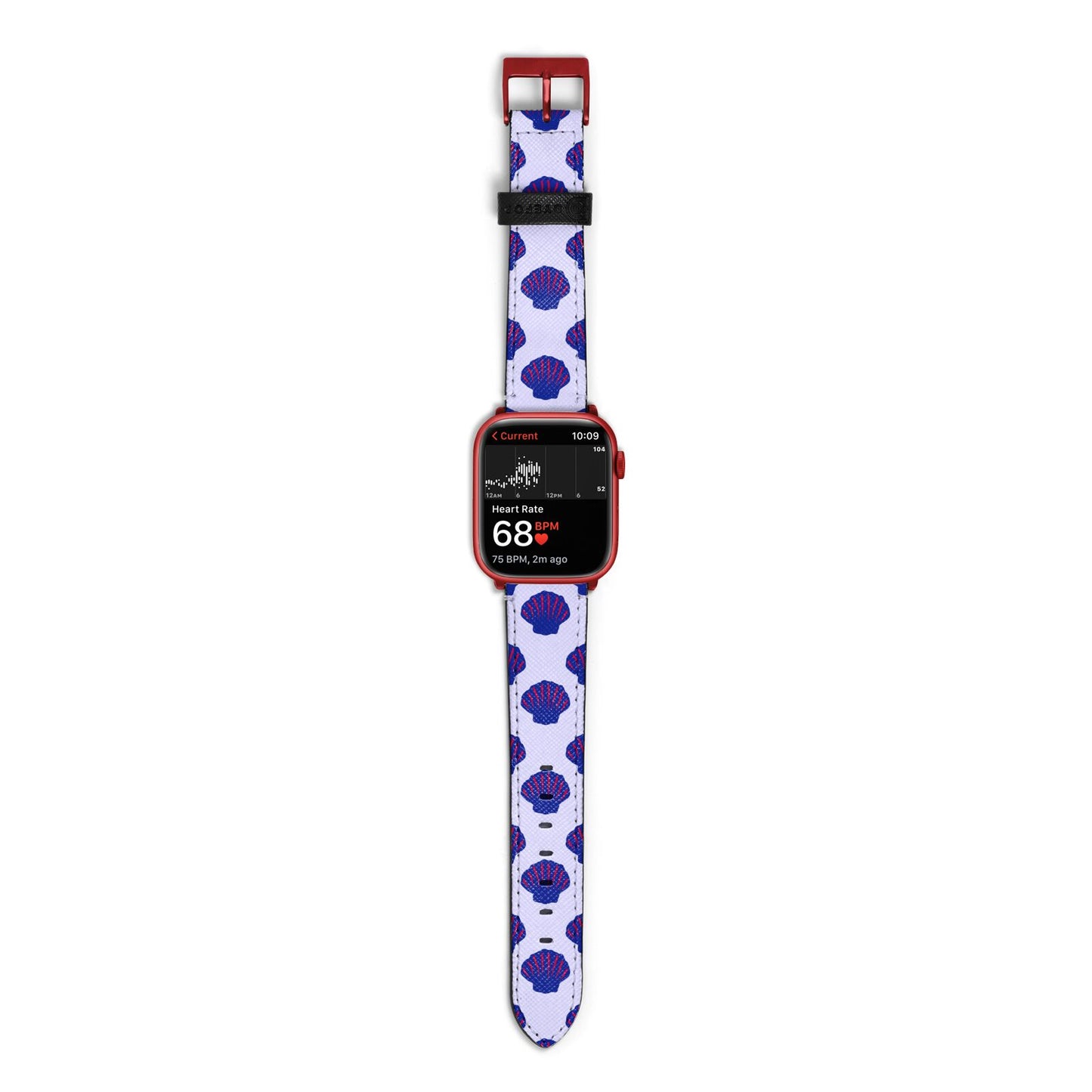 Shell Pattern Apple Watch Strap Size 38mm with Red Hardware