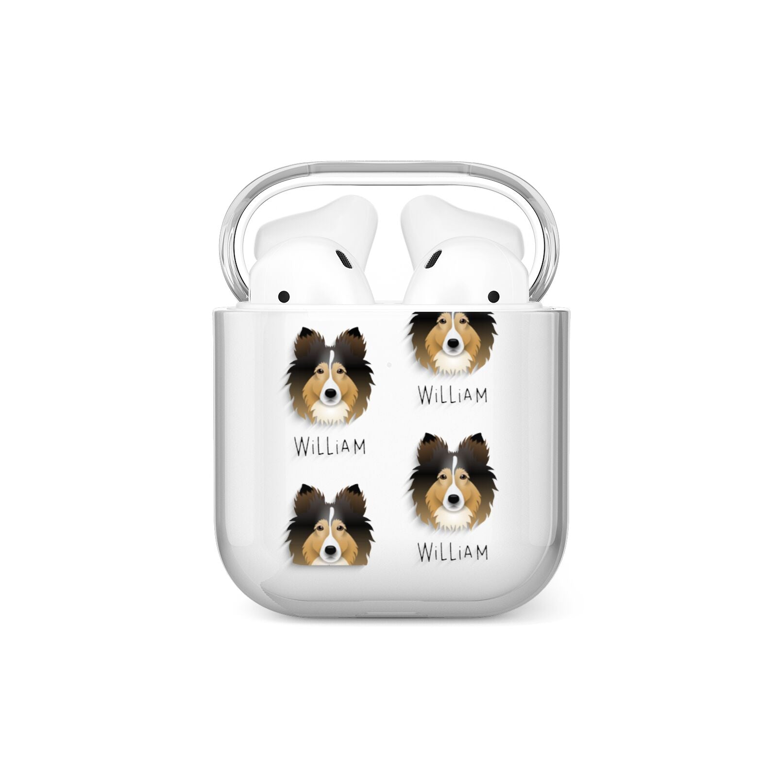 Shetland Sheepdog Icon with Name AirPods Case