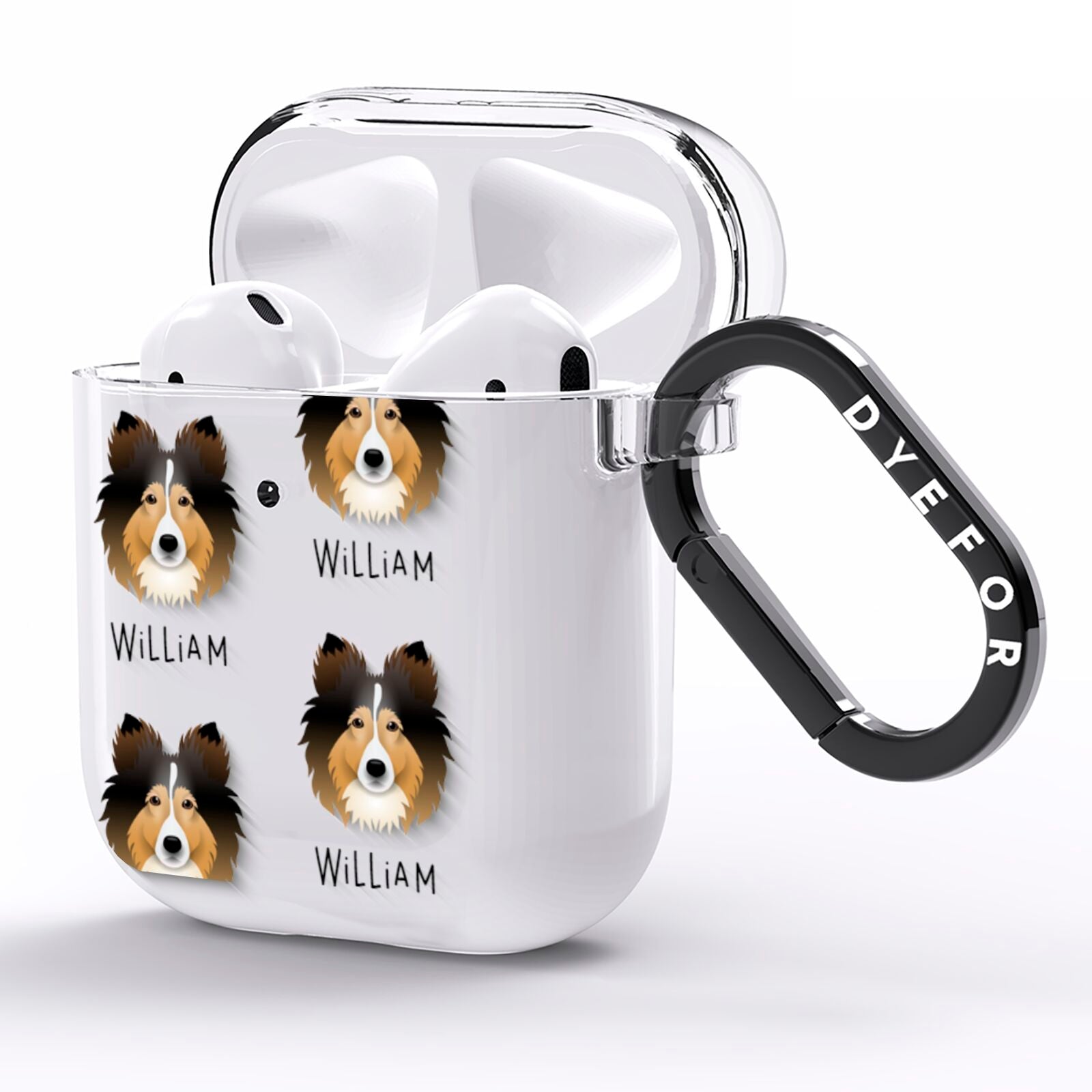 Shetland Sheepdog Icon with Name AirPods Clear Case Side Image