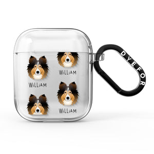 Shetland Sheepdog Icon with Name AirPods Case