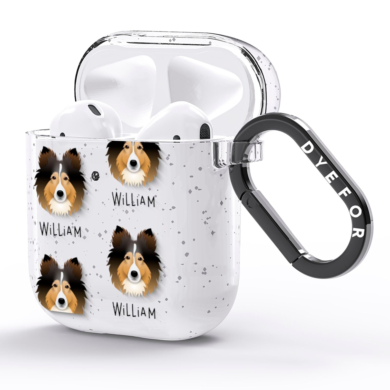 Shetland Sheepdog Icon with Name AirPods Glitter Case Side Image