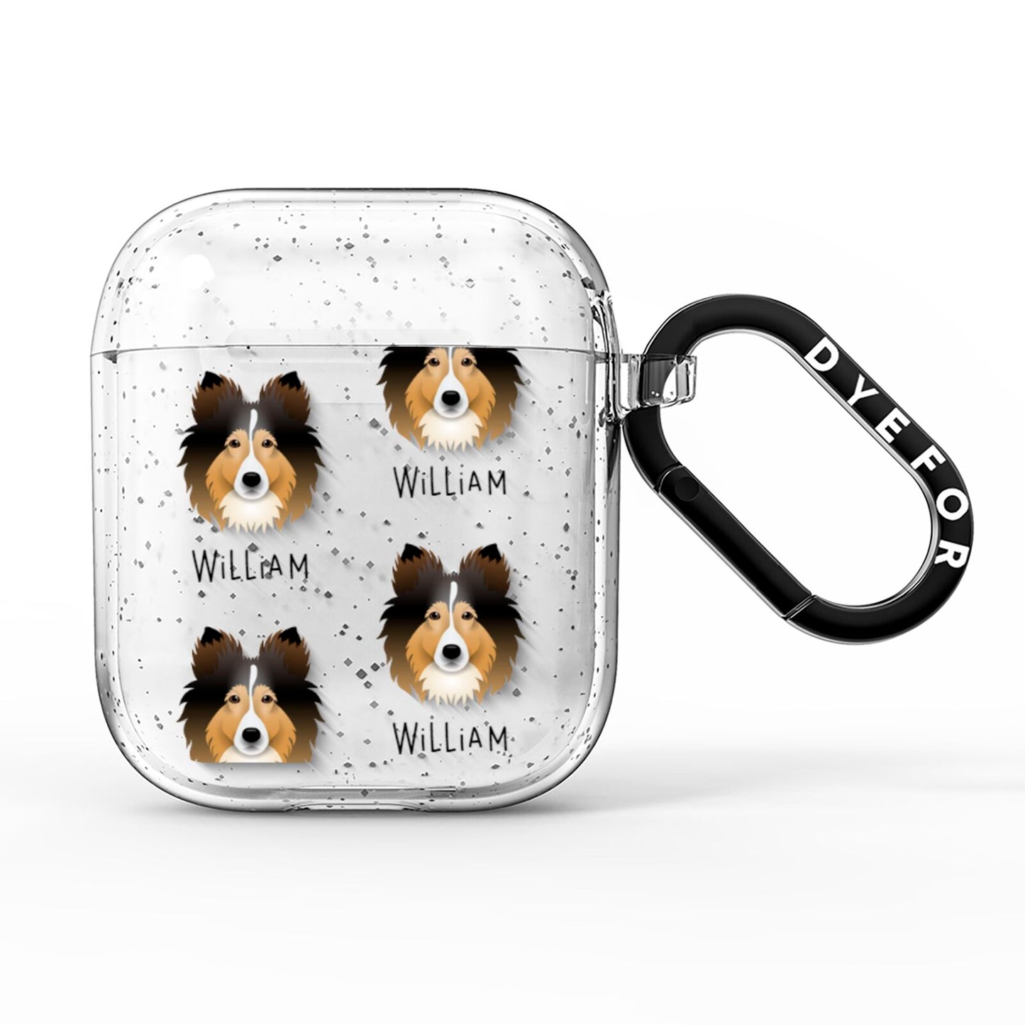 Shetland Sheepdog Icon with Name AirPods Glitter Case