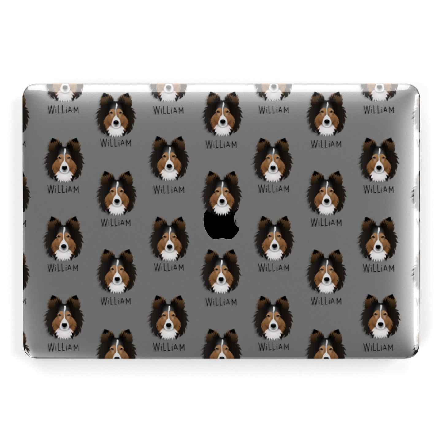 Shetland Sheepdog Icon with Name Apple MacBook Case