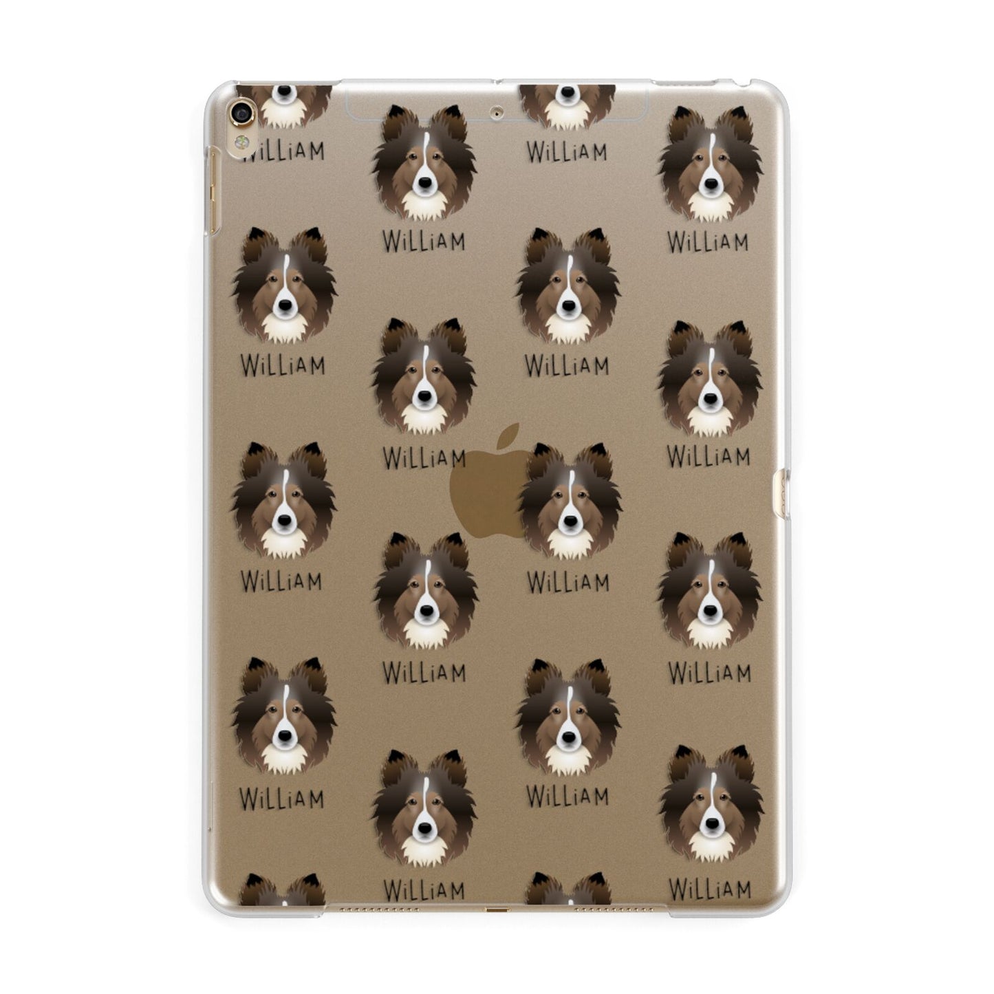 Shetland Sheepdog Icon with Name Apple iPad Gold Case