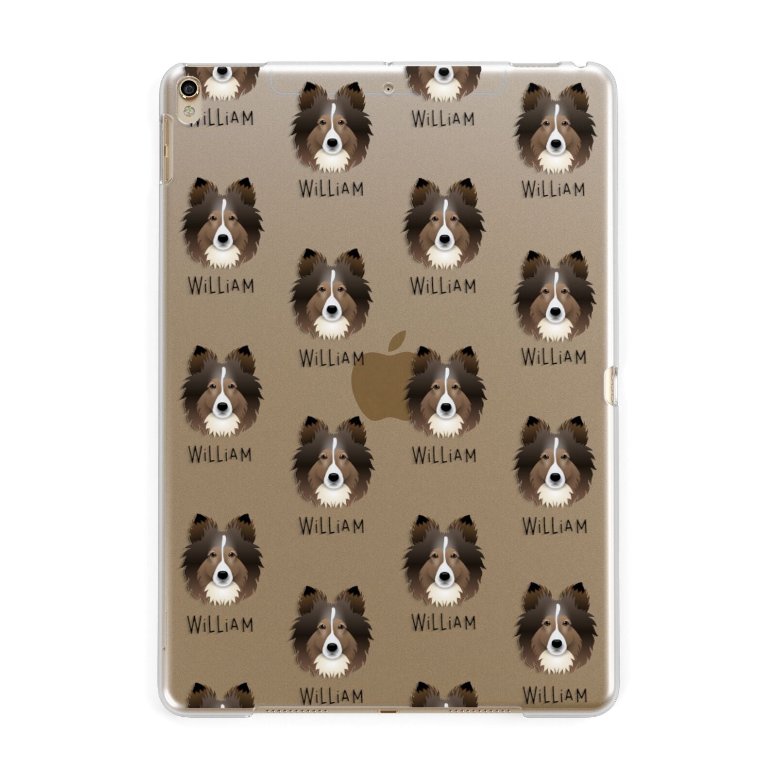 Shetland Sheepdog Icon with Name Apple iPad Gold Case