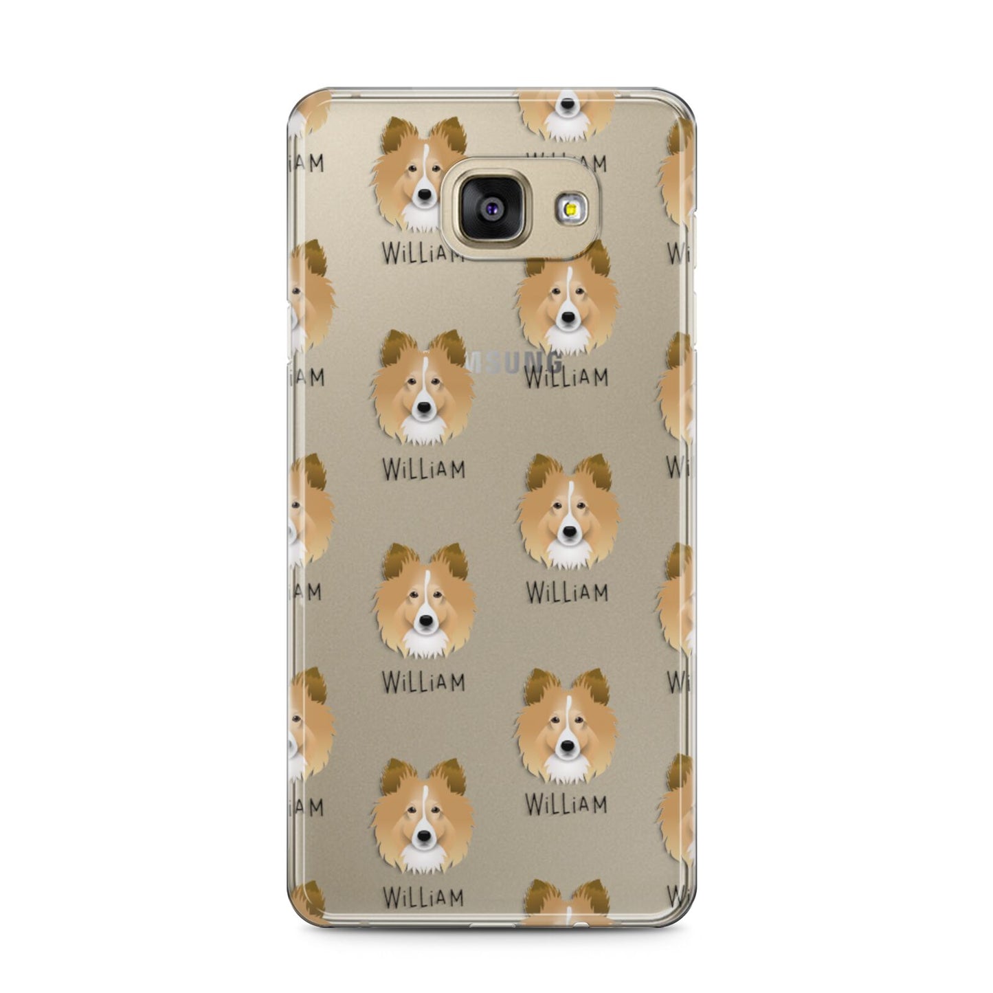 Shetland Sheepdog Icon with Name Samsung Galaxy A5 2016 Case on gold phone