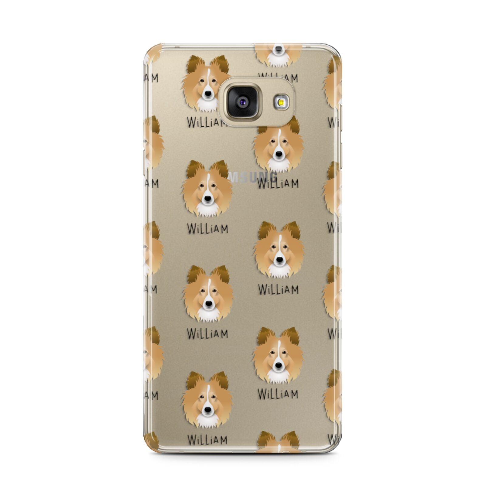 Shetland Sheepdog Icon with Name Samsung Galaxy A7 2016 Case on gold phone