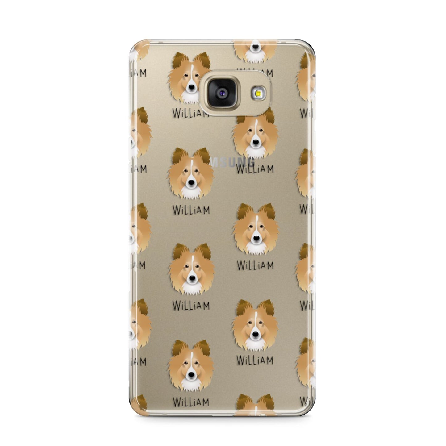 Shetland Sheepdog Icon with Name Samsung Galaxy A9 2016 Case on gold phone