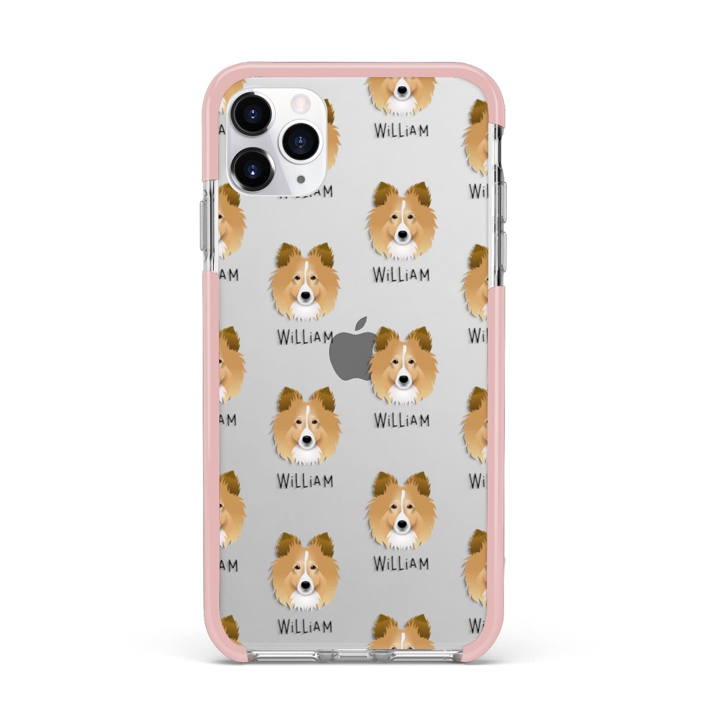 Shetland Sheepdog Icon with Name iPhone 11 Pro Max Impact Pink Edge Case