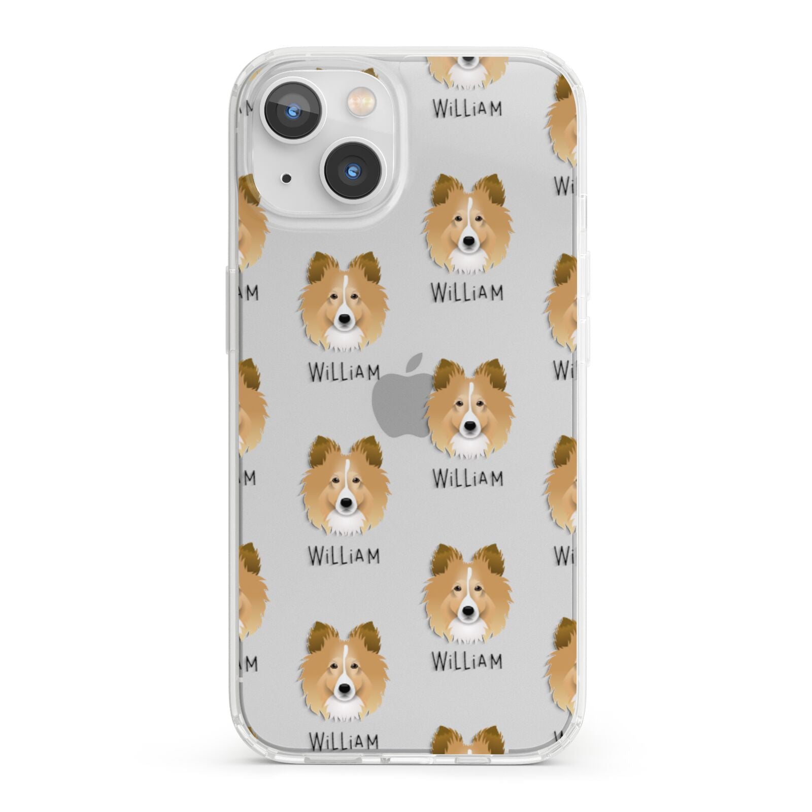 Shetland Sheepdog Icon with Name iPhone 13 Clear Bumper Case