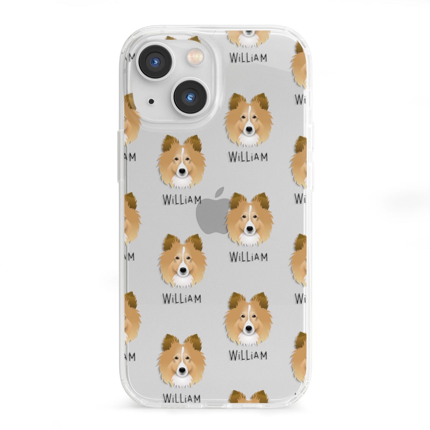 Shetland Sheepdog Icon with Name iPhone 13 Mini Clear Bumper Case