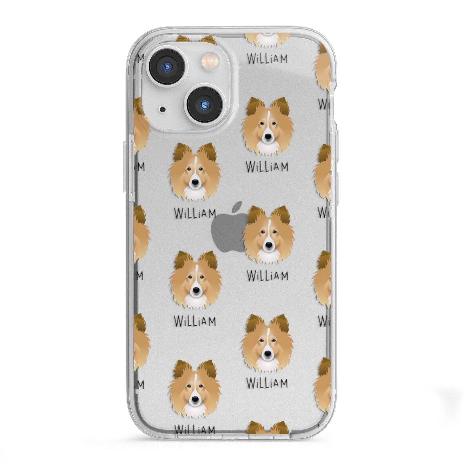 Shetland Sheepdog Icon with Name iPhone 13 Mini TPU Impact Case with White Edges