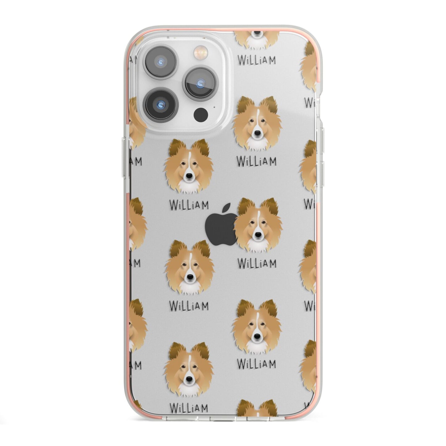 Shetland Sheepdog Icon with Name iPhone 13 Pro Max TPU Impact Case with Pink Edges