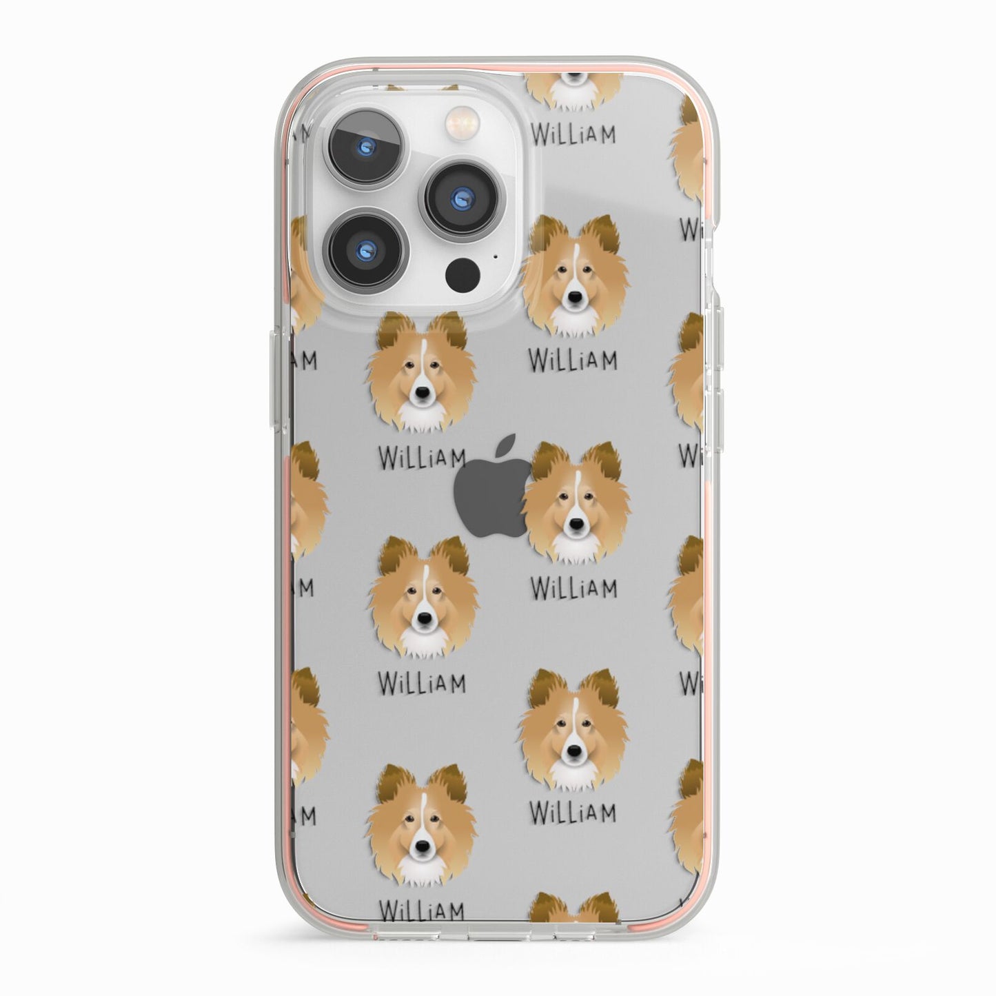 Shetland Sheepdog Icon with Name iPhone 13 Pro TPU Impact Case with Pink Edges