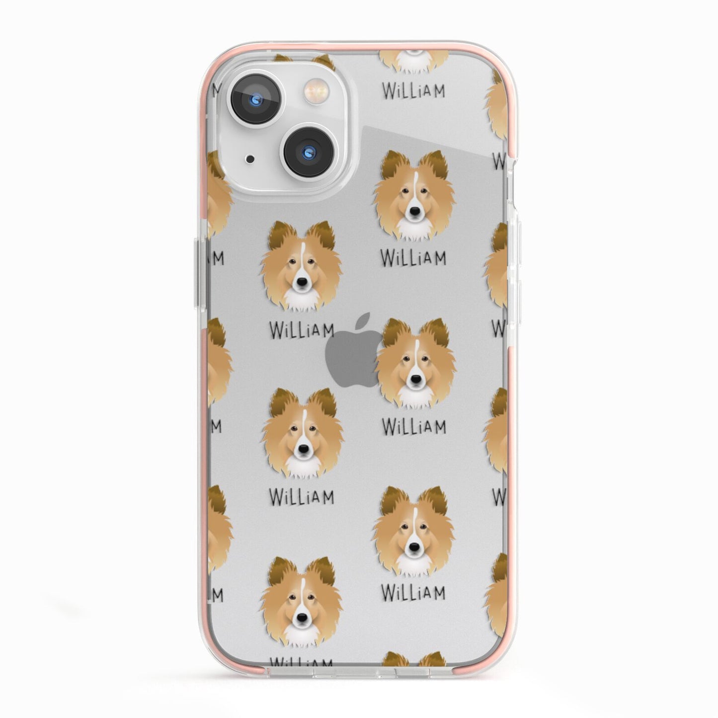 Shetland Sheepdog Icon with Name iPhone 13 TPU Impact Case with Pink Edges