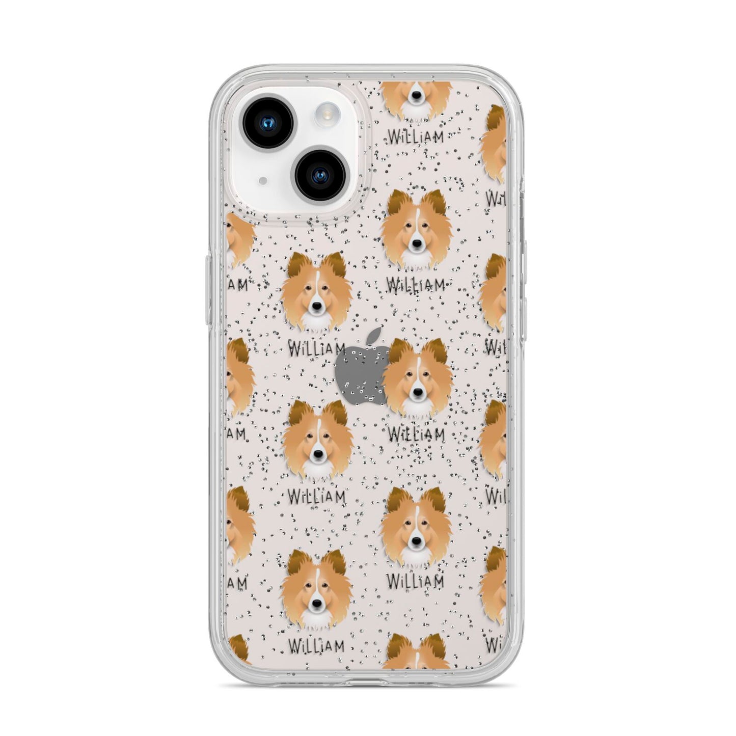 Shetland Sheepdog Icon with Name iPhone 14 Glitter Tough Case Starlight