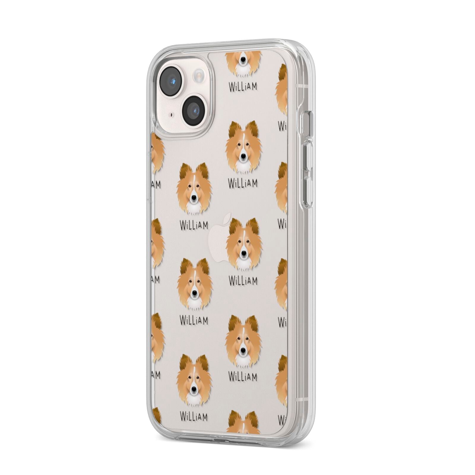 Shetland Sheepdog Icon with Name iPhone 14 Plus Clear Tough Case Starlight Angled Image