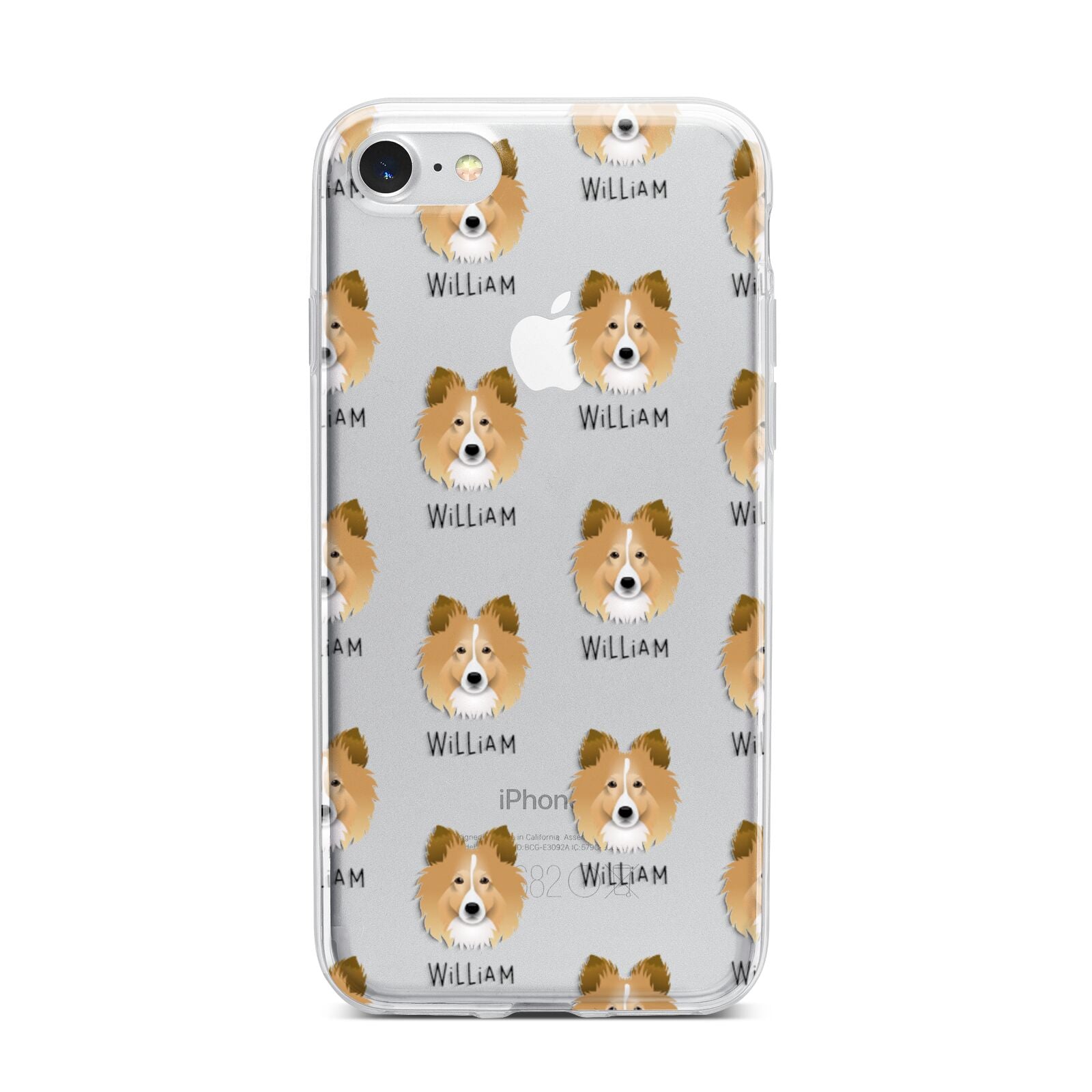 Shetland Sheepdog Icon with Name iPhone 7 Bumper Case on Silver iPhone