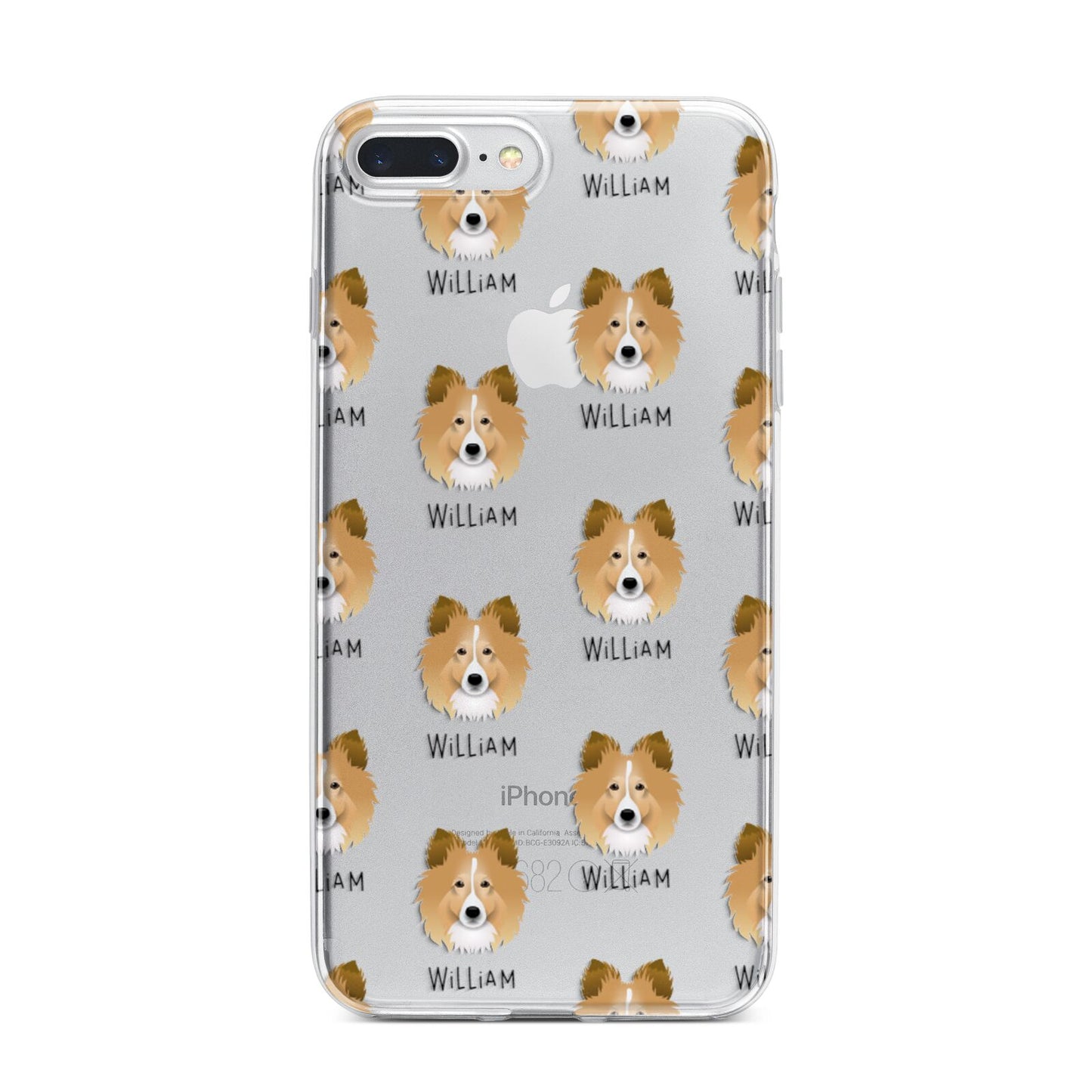 Shetland Sheepdog Icon with Name iPhone 7 Plus Bumper Case on Silver iPhone