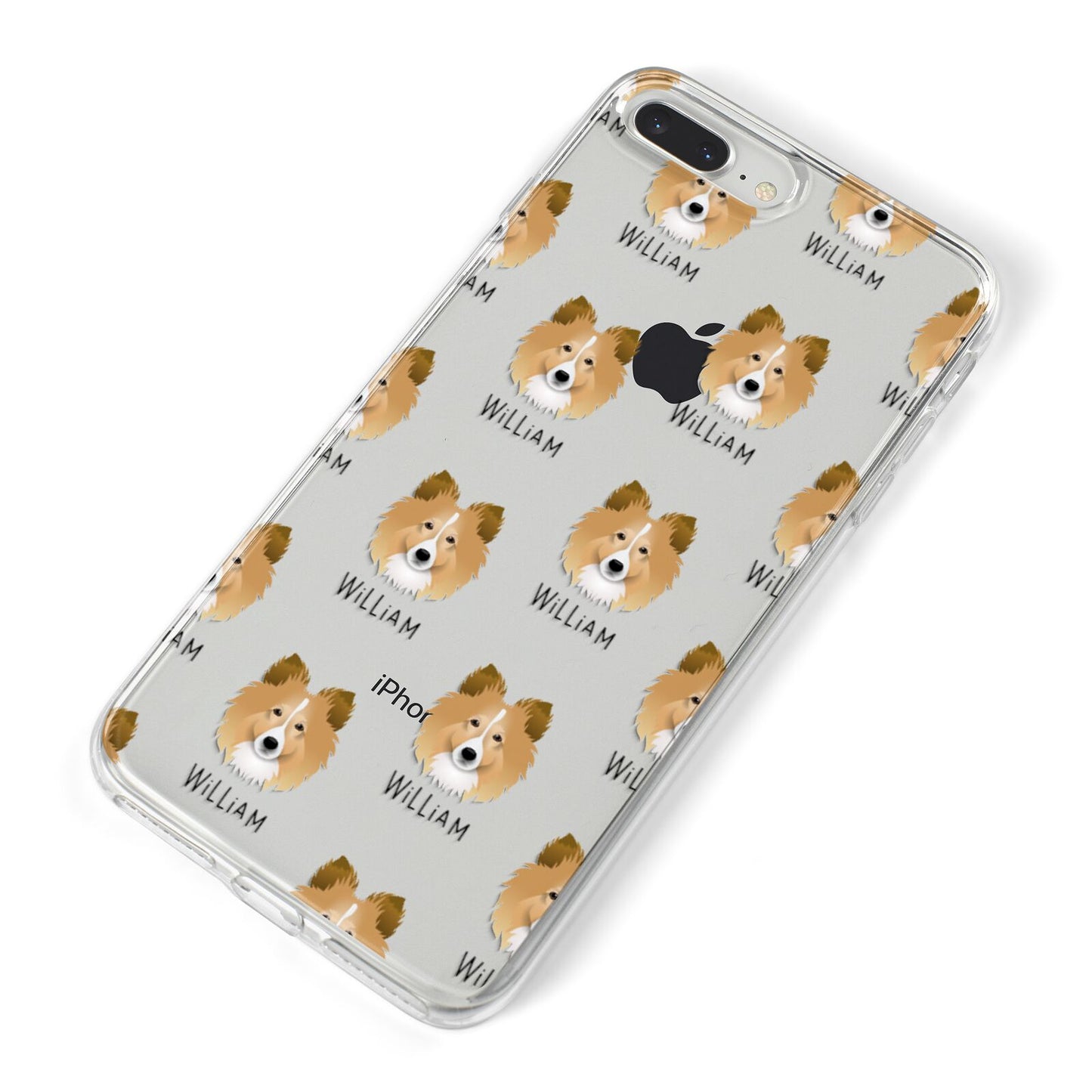 Shetland Sheepdog Icon with Name iPhone 8 Plus Bumper Case on Silver iPhone Alternative Image