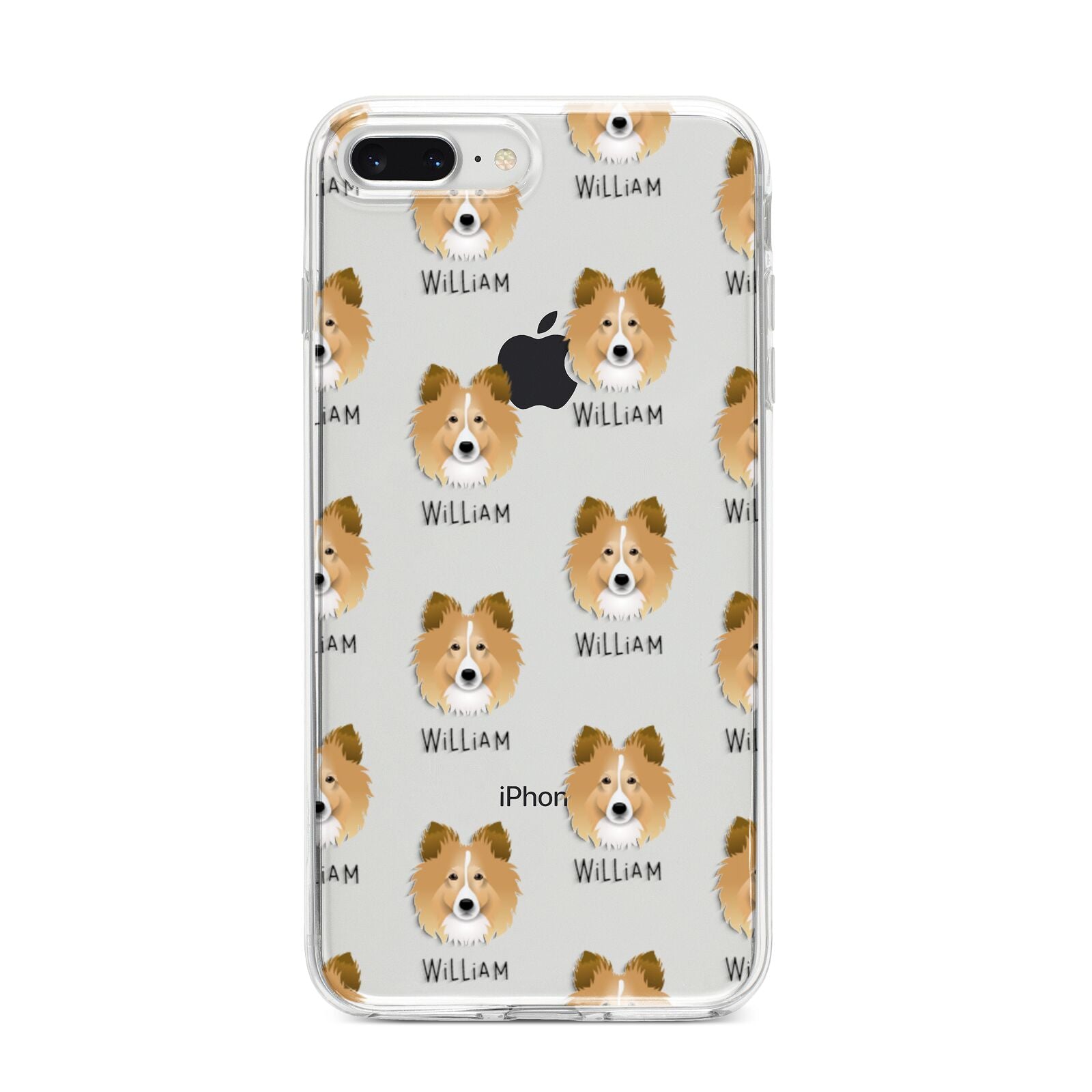 Shetland Sheepdog Icon with Name iPhone 8 Plus Bumper Case on Silver iPhone