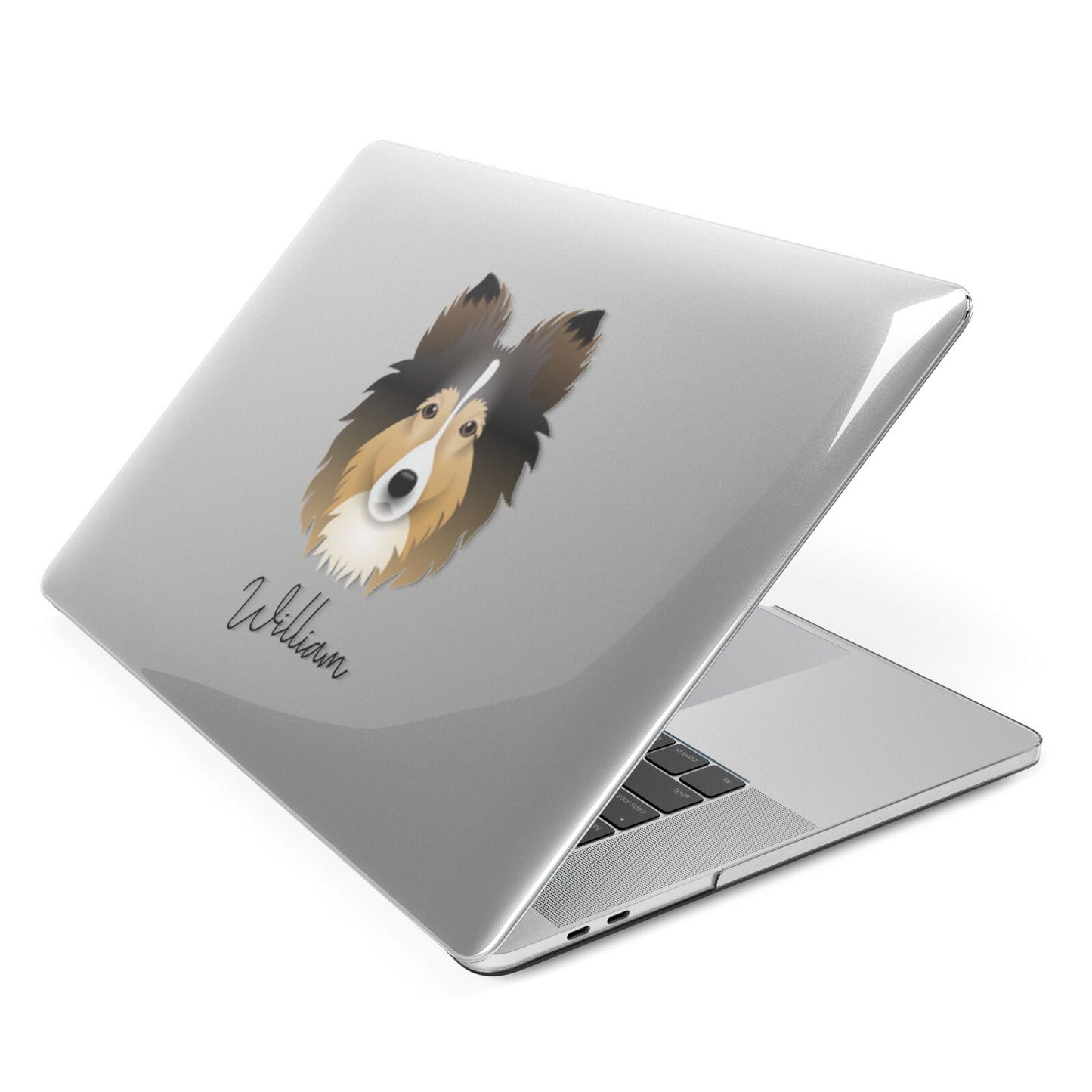 Shetland Sheepdog Personalised Apple MacBook Case Side View
