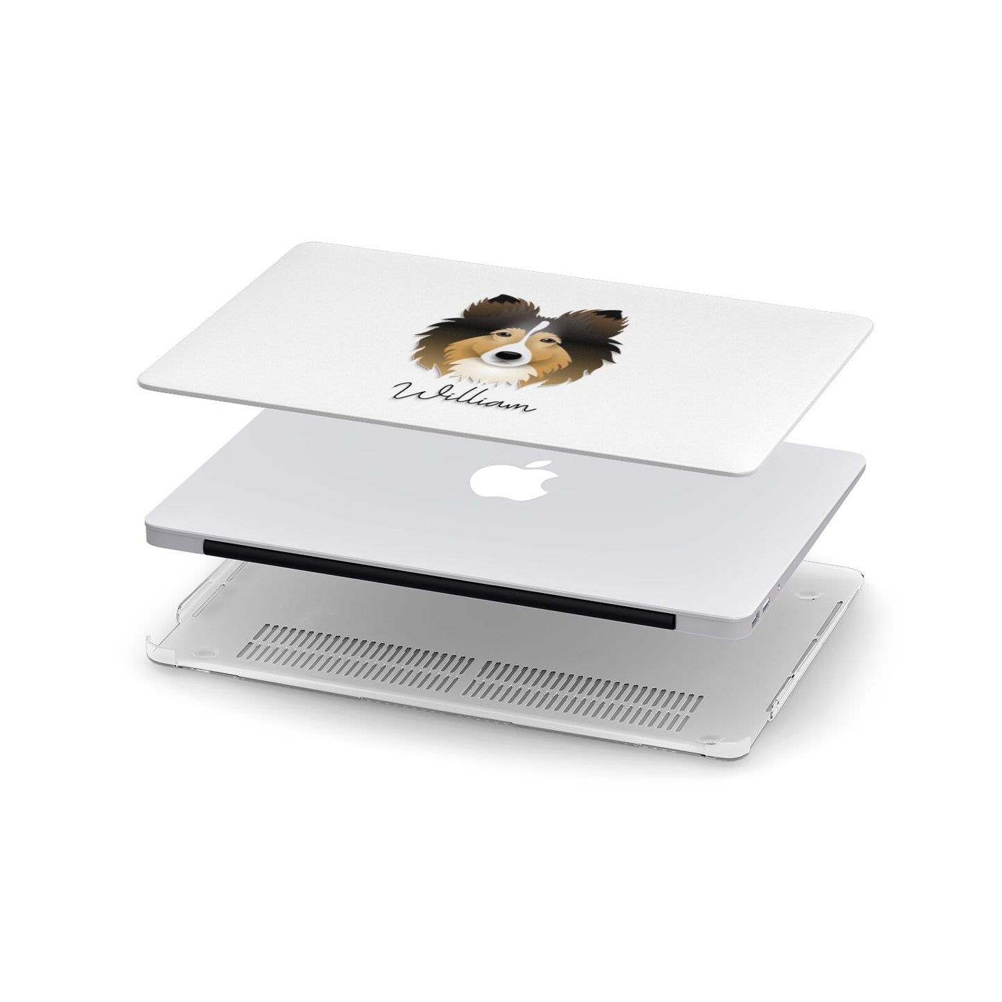 Shetland Sheepdog Personalised Apple MacBook Case in Detail