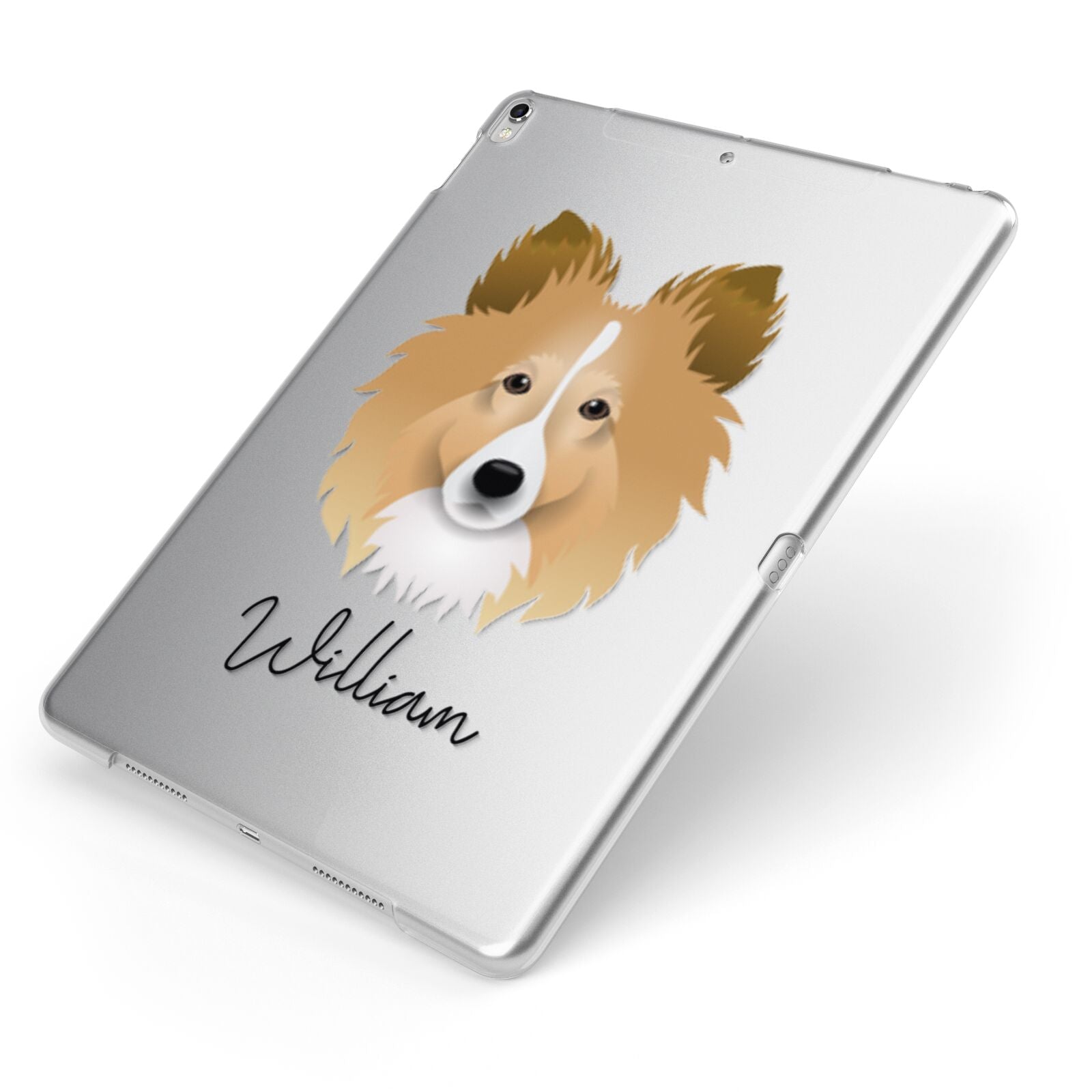 Shetland Sheepdog Personalised Apple iPad Case on Silver iPad Side View