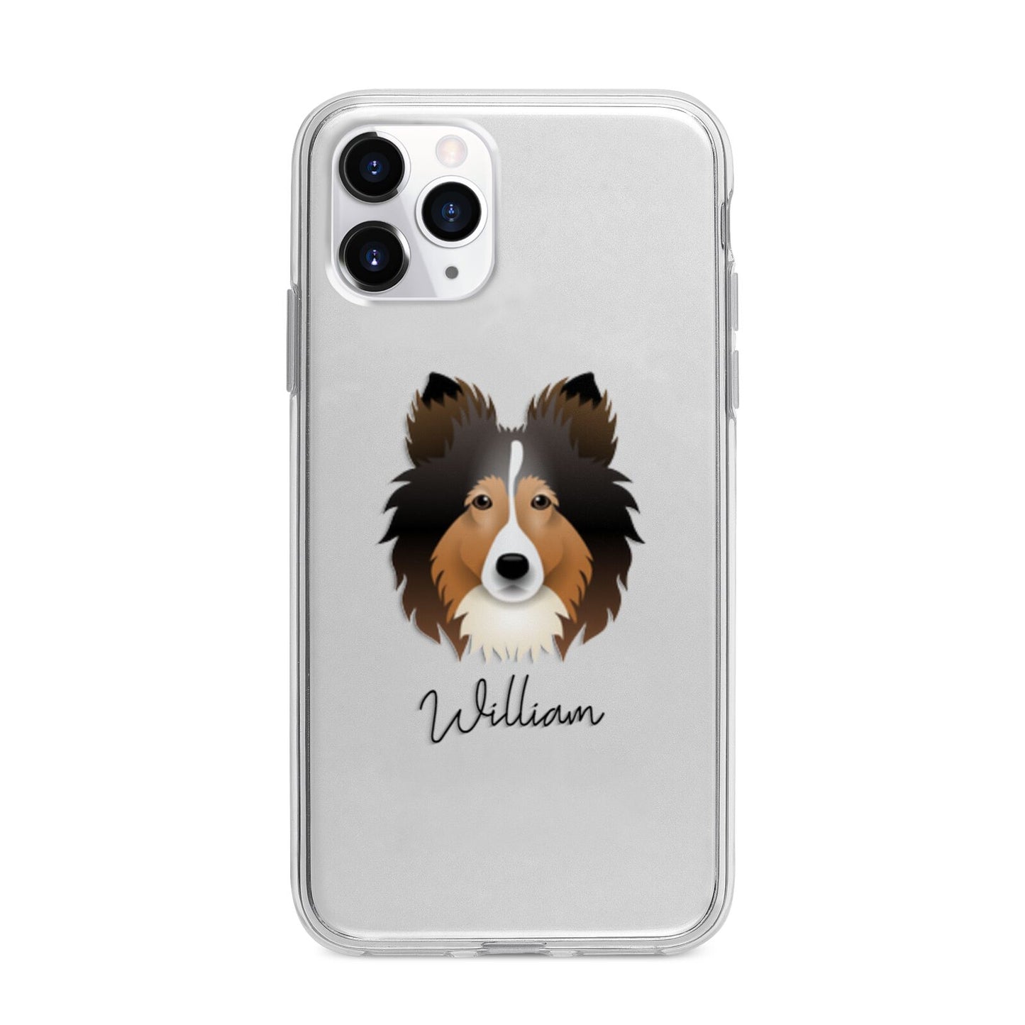 Shetland Sheepdog Personalised Apple iPhone 11 Pro Max in Silver with Bumper Case
