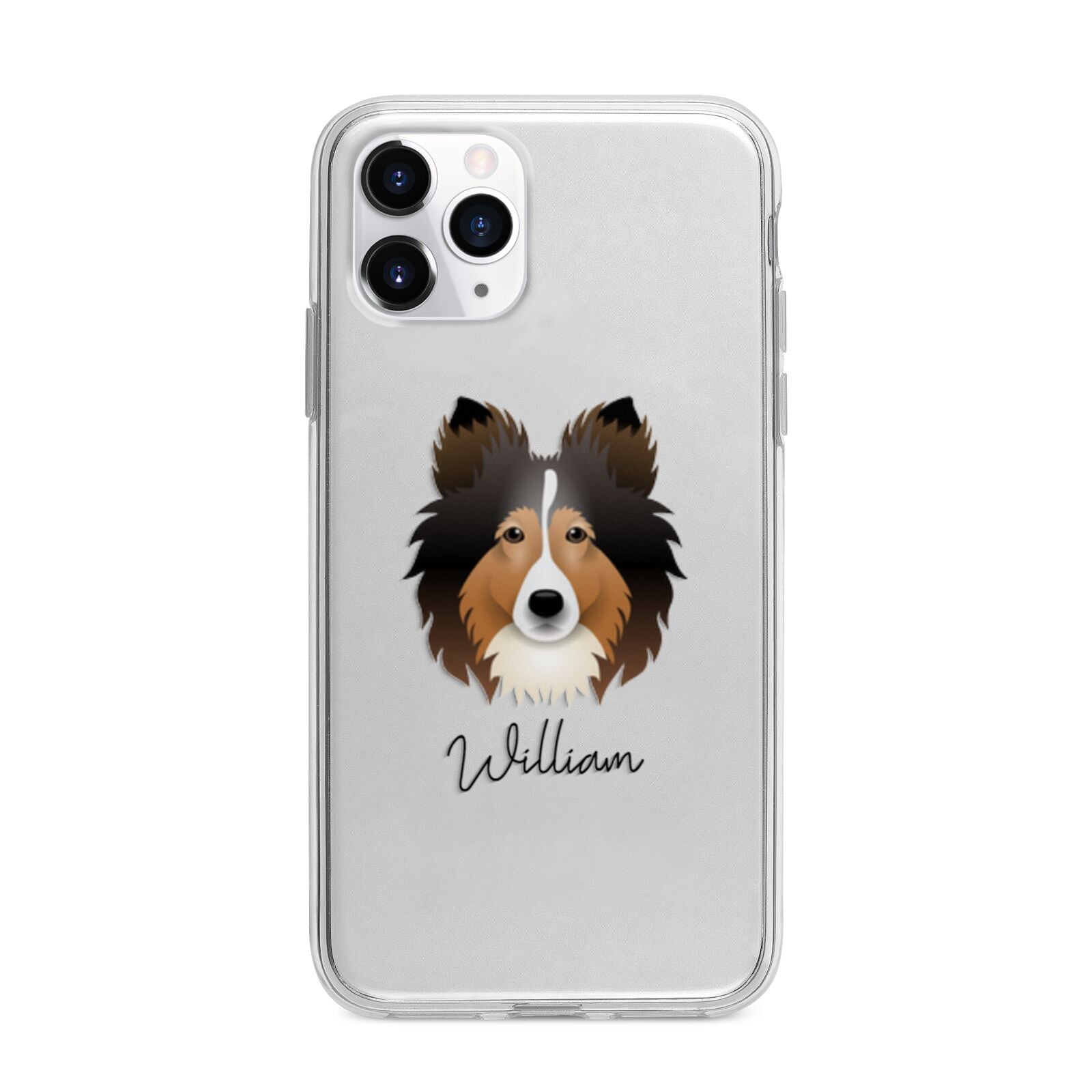 Shetland Sheepdog Personalised Apple iPhone 11 Pro in Silver with Bumper Case