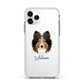 Shetland Sheepdog Personalised Apple iPhone 11 Pro in Silver with White Impact Case