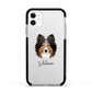 Shetland Sheepdog Personalised Apple iPhone 11 in White with Black Impact Case