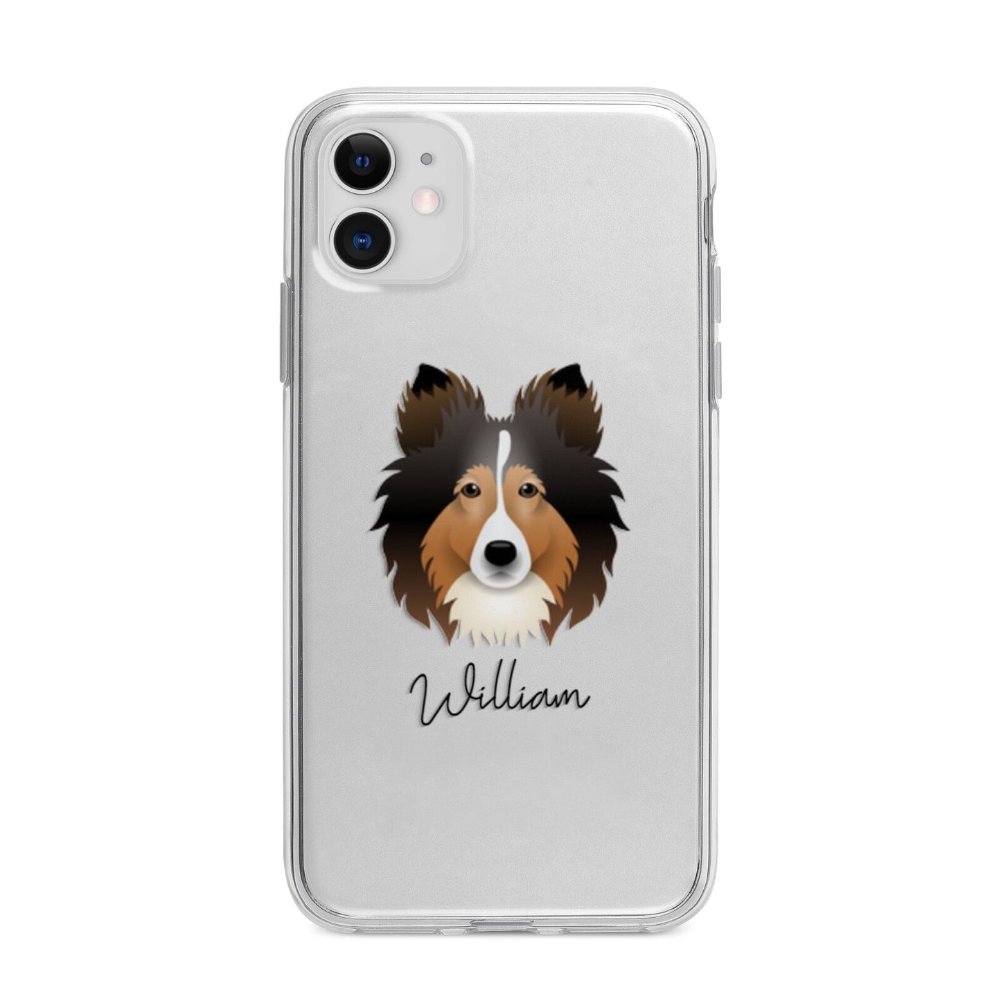 Shetland Sheepdog Personalised Apple iPhone 11 in White with Bumper Case