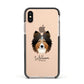Shetland Sheepdog Personalised Apple iPhone Xs Impact Case Black Edge on Gold Phone