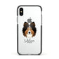 Shetland Sheepdog Personalised Apple iPhone Xs Impact Case Black Edge on Silver Phone