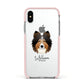 Shetland Sheepdog Personalised Apple iPhone Xs Impact Case Pink Edge on Silver Phone