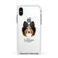 Shetland Sheepdog Personalised Apple iPhone Xs Impact Case White Edge on Silver Phone