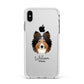 Shetland Sheepdog Personalised Apple iPhone Xs Max Impact Case White Edge on Silver Phone